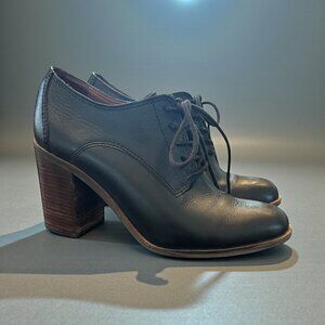 Lucky Brand Black Leather Maisie Oxford Heeled Shoes Pumps Women’s Size 8.5